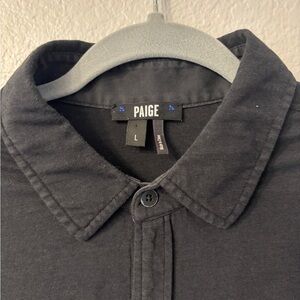 PAIGE Black Cotton Viscose Button-Up Shirt